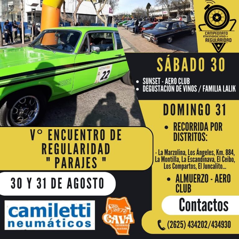 El Club Alvearense de Vehículos Antiguos (CAVA) anunciaron el lanzamiento oficial del Primer Encuentro Mendocino de Regularidad