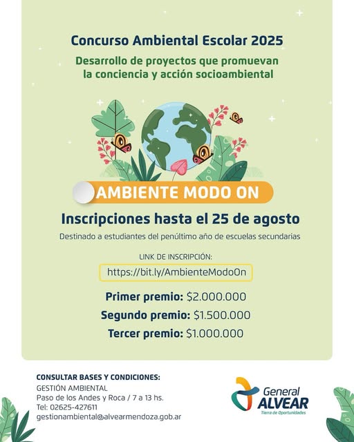 Concurso Ambiental Escolar 2025: “AMBIENTE MODO ON”