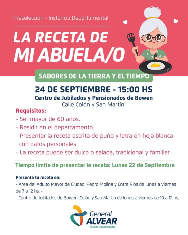 Se lanza la 8° edición del concurso “La Receta de mi Abuela/o” en General Alvear
