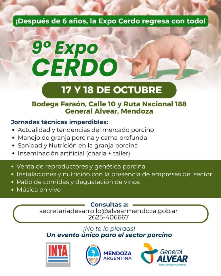 Vuelve la Expo CERDO a General Alvear: la 9ª edición se realizará el 17 y 18 de octubre en Bodega Faraón