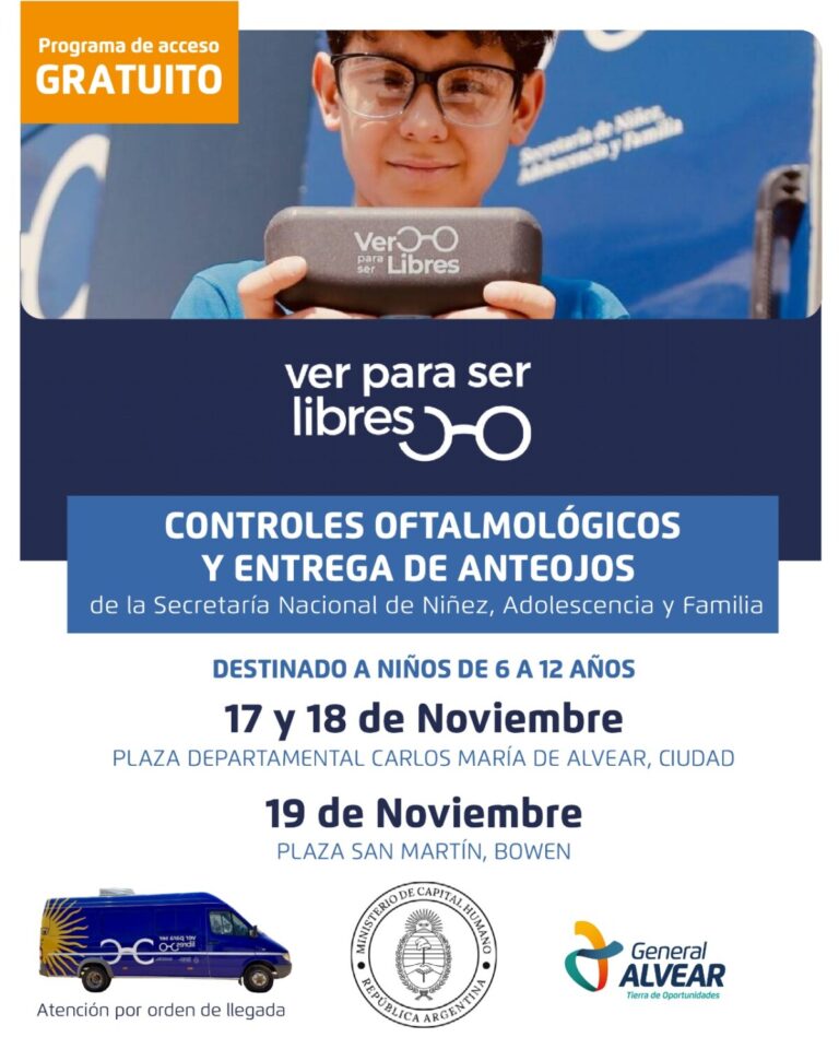 “Ver para ser Libres” llega a General Alvear: controles oftalmológicos y entrega gratuita de anteojos para niños