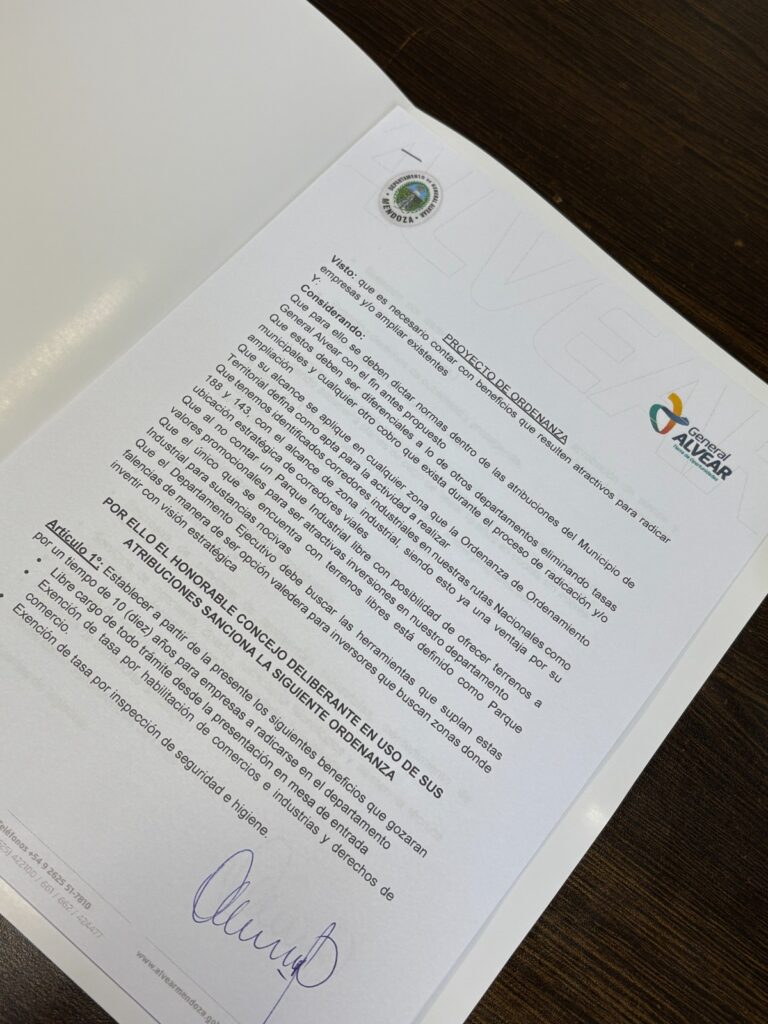 Molero presentó un régimen de beneficios para atraer inversiones en General Alvear